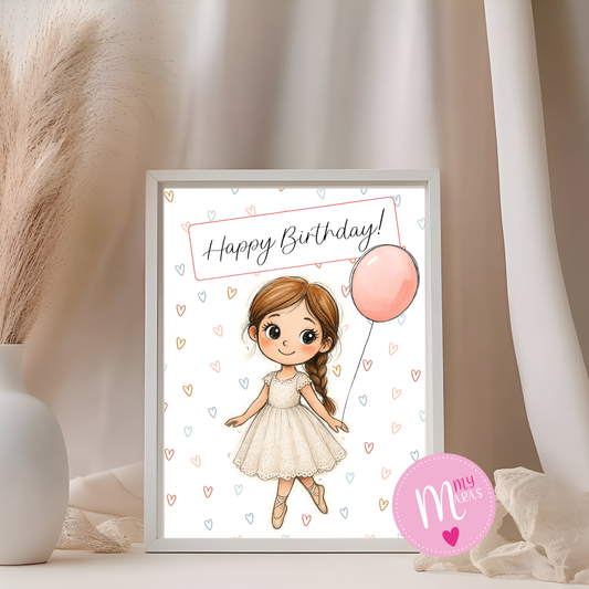 Digitale Vorlage • A4 • Geburtstagskarte • Geldgeschenk • Mädchen