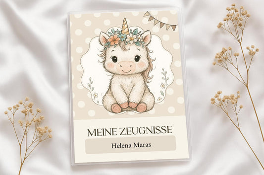 Digitale Vorlage für Zeugnismappen • A4 • Einhorn #25-001 (01)