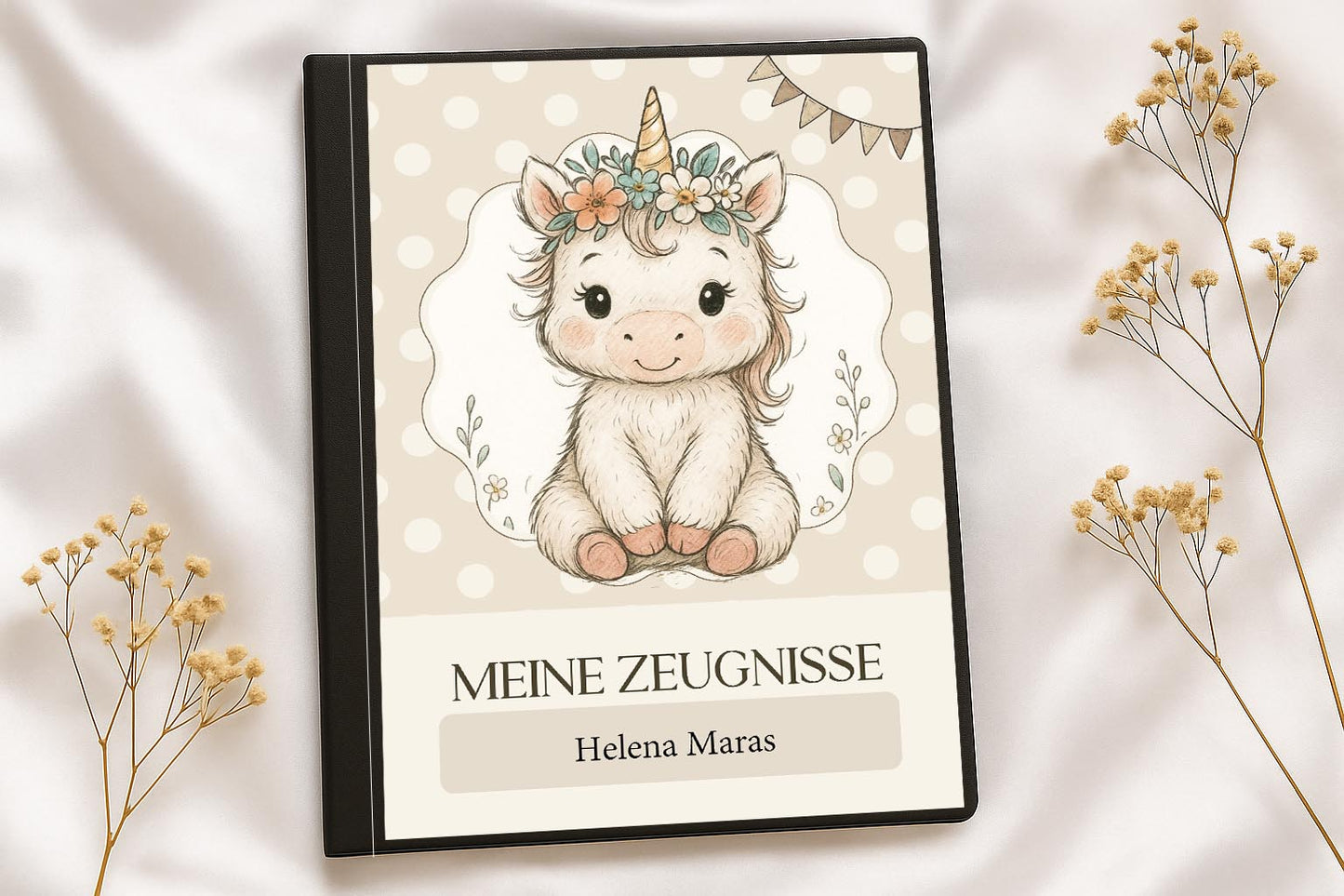 Digitale Vorlage für Zeugnismappen • A4 • Einhorn #25-001 (01)