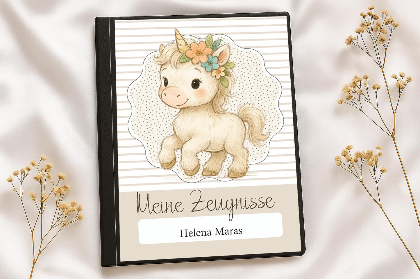 Digitale Vorlage für Zeugnismappen • A4 • Einhorn #25-001 (02)