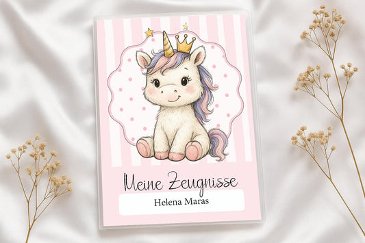 Digitale Vorlage für Zeugnismappen • A4 • Einhorn #25-001 (03)