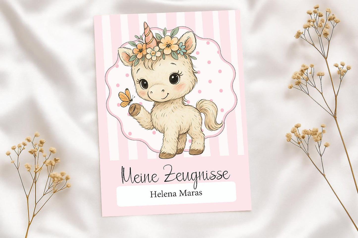 Digitale Vorlage für Zeugnismappen • A4 • Einhorn #25-001 (04)