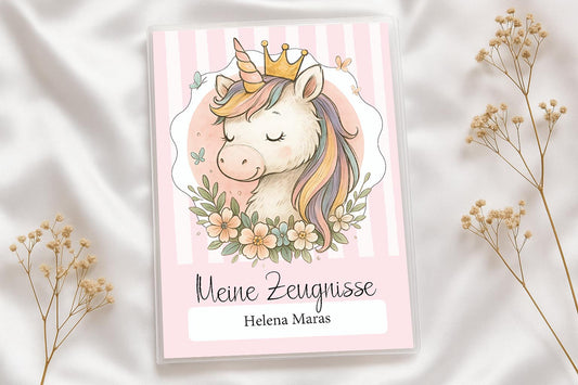 Digitale Vorlage für Zeugnismappen • A4 • Einhorn #25-001 (05)