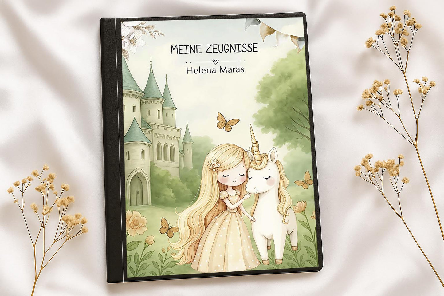 Digitale Vorlage für Zeugnismappen • A4 • Einhorn #25-002