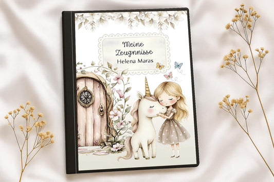 Digitale Vorlage für Zeugnismappen • A4 • Einhorn #25-002 (02)