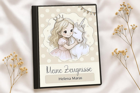 Digitale Vorlage für Zeugnismappen • A4 • Einhorn #25-002 (03)