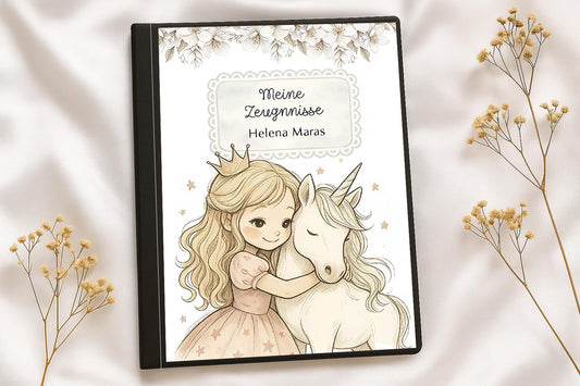 Digitale Vorlage für Zeugnismappen • A4 • Einhorn #25-002 (04)