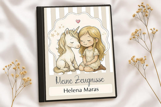 Digitale Vorlage für Zeugnismappen • A4 • Einhorn #25-002 (05)