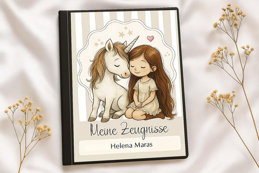 Digitale Vorlage für Zeugnismappen • A4 • Einhorn #25-002 (06)