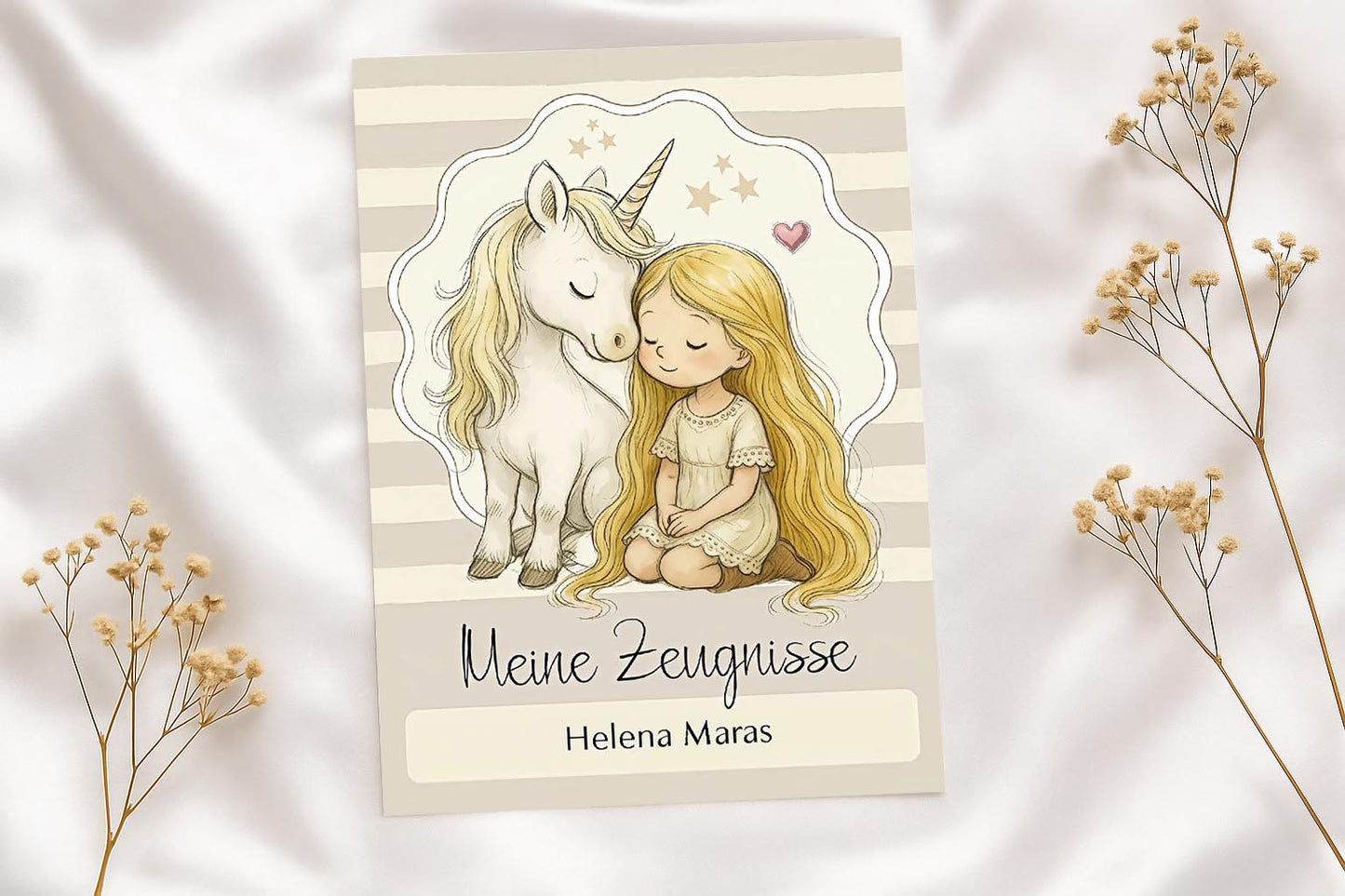 Digitale Vorlage für Zeugnismappen • A4 • Einhorn #25-002 (06)