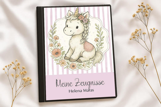 Digitale Vorlage für Zeugnismappen • A4 • Einhorn #25-002 (07)