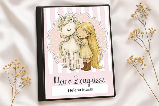 Digitale Vorlage für Zeugnismappen • A4 • Einhorn #25-002 (10)