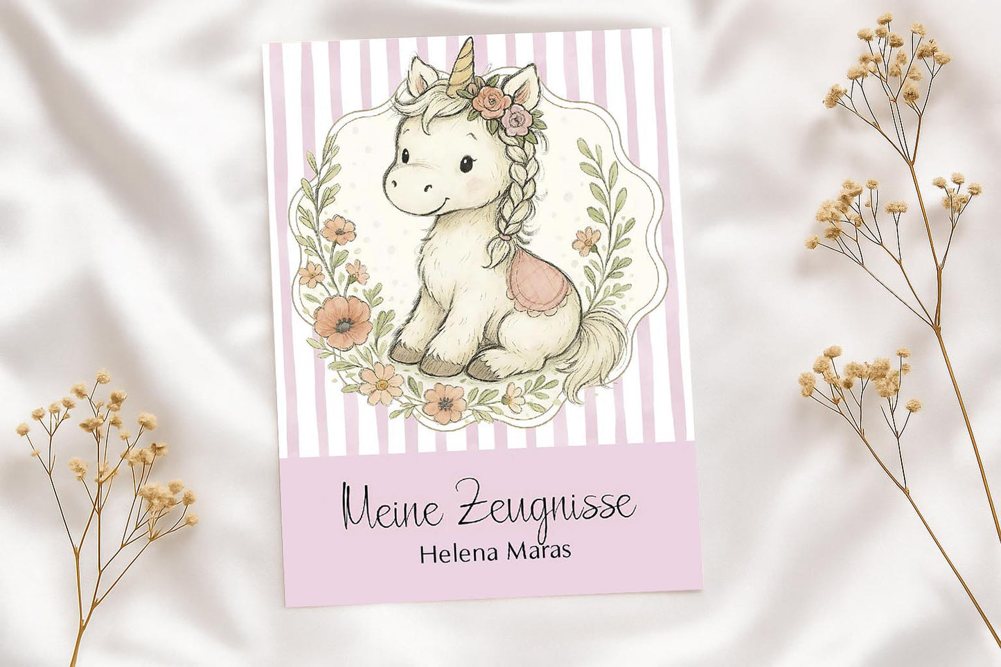 Digitale Vorlage für Zeugnismappen • A4 • Einhorn #25-002 (07)