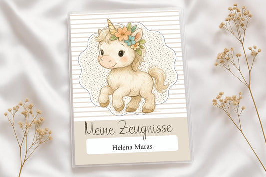 Digitale Vorlage für Zeugnismappen • A4 • Einhorn #25-001 (02)