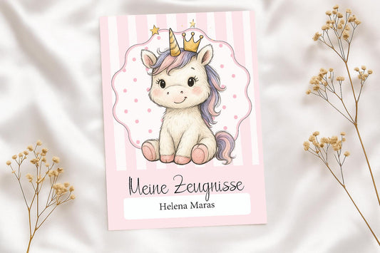 Digitale Vorlage für Zeugnismappen • A4 • Einhorn #25-001 (03)