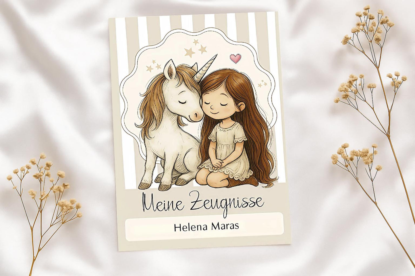 Digitale Vorlage für Zeugnismappen • A4 • Einhorn #25-002 (06)