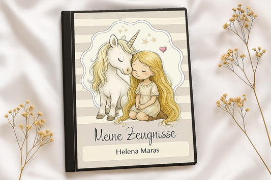 Digitale Vorlage für Zeugnismappen • A4 • Einhorn #25-002 (06)