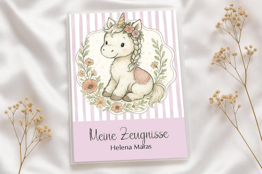 Digitale Vorlage für Zeugnismappen • A4 • Einhorn #25-002 (07)