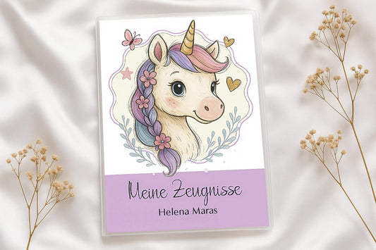 Digitale Vorlage für Zeugnismappen • A4 • Einhorn #25-002 (08)